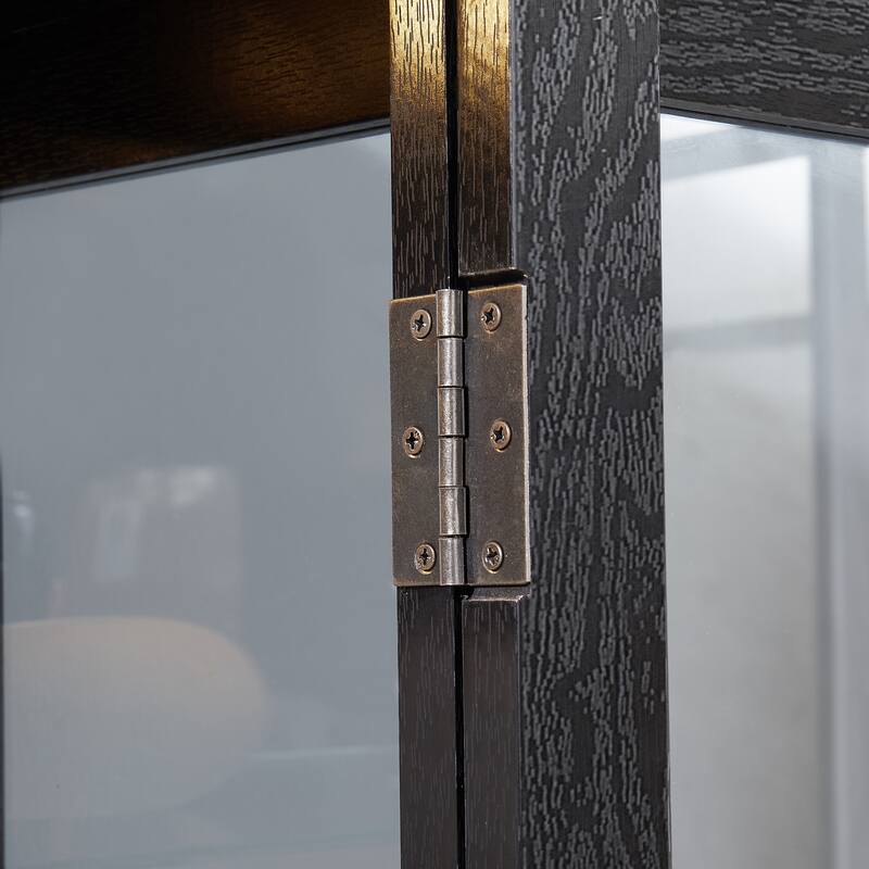 Lighted Glass Curio Display Cabinet,Display Cabinet,Glass Storage Cabinet Glass Wine cabinet Wood Frame Toy Display