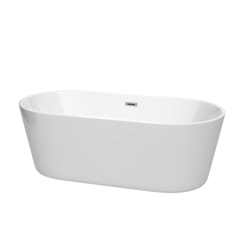 Wyndham Collection WCOBT101567-XX Carissa CD 67" Free Standing Acrylic - White / Brushed Nickel Trim