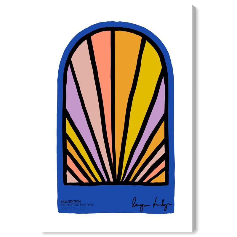 Wynwood Studio Canvas Abstract Rainbow Raylights Blue and Light Pink Modern & Contemporary Wall Art Canvas Print