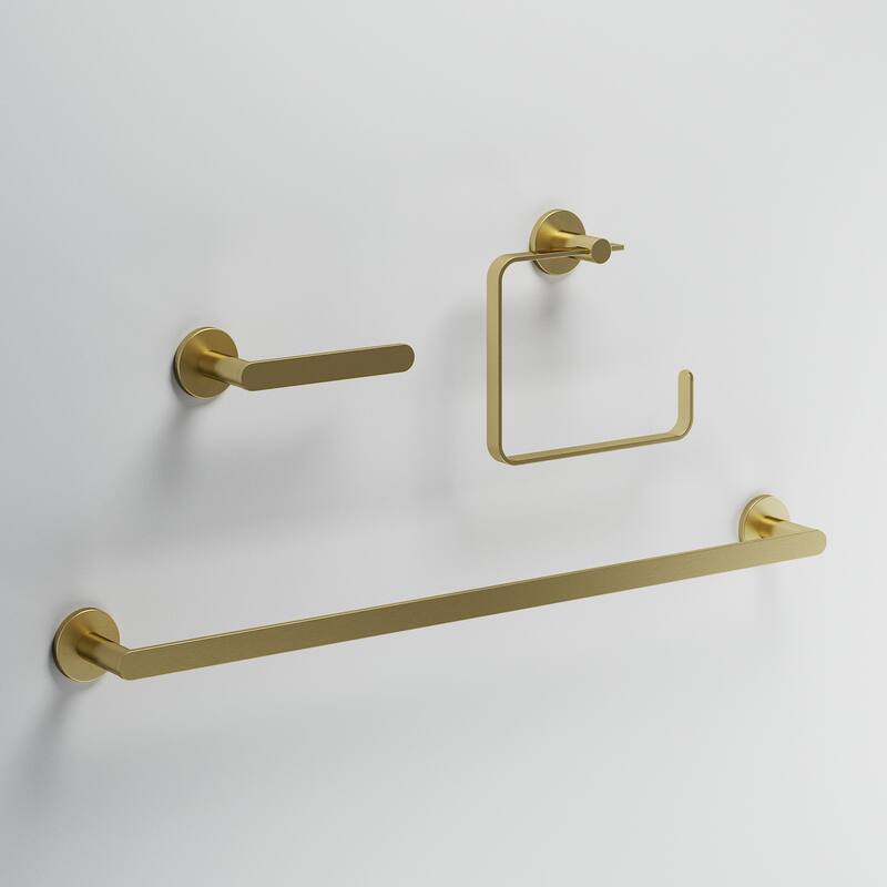 VIGO Arden 3-Piece Bathroom Hardware Accessory Set with 24 in. Towel Bar, Toilet Paper Holder, Hand Towel Holder - Matte Brushed Gold