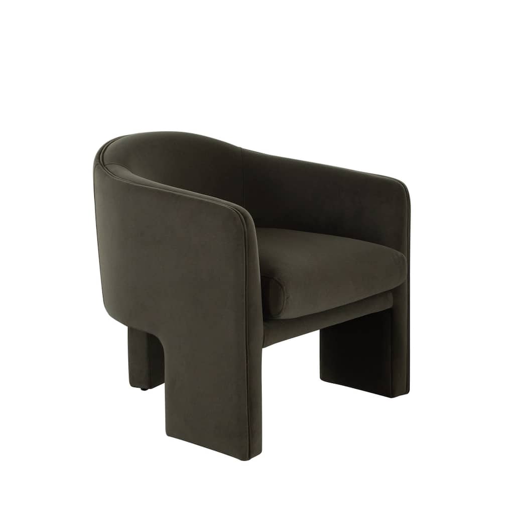 Lery Accent Chair, Green Winter Moss Performance Velvet, Curved Design