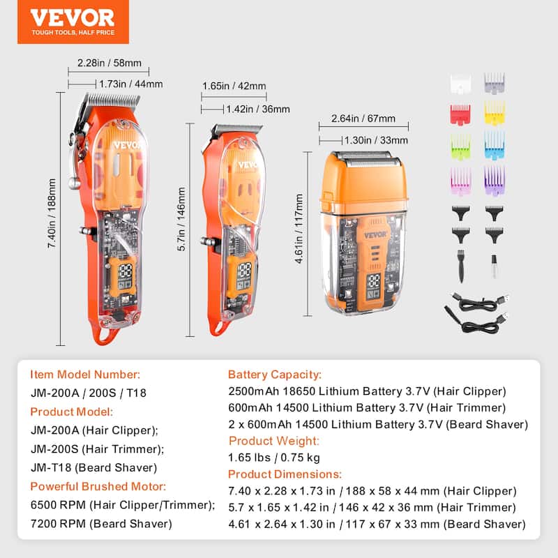 Professional Hair Clipper for Men, 3-in-1 Hair Clipper Trimmer & Razor Shaver Set, for Home Barber, Ideal Gift