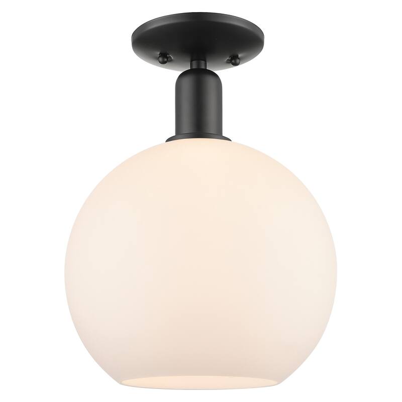 Innovations Lighting 716-1C-14-10 Athens Semi-Flush Athens 10" Wide - Matte Black / Matte White