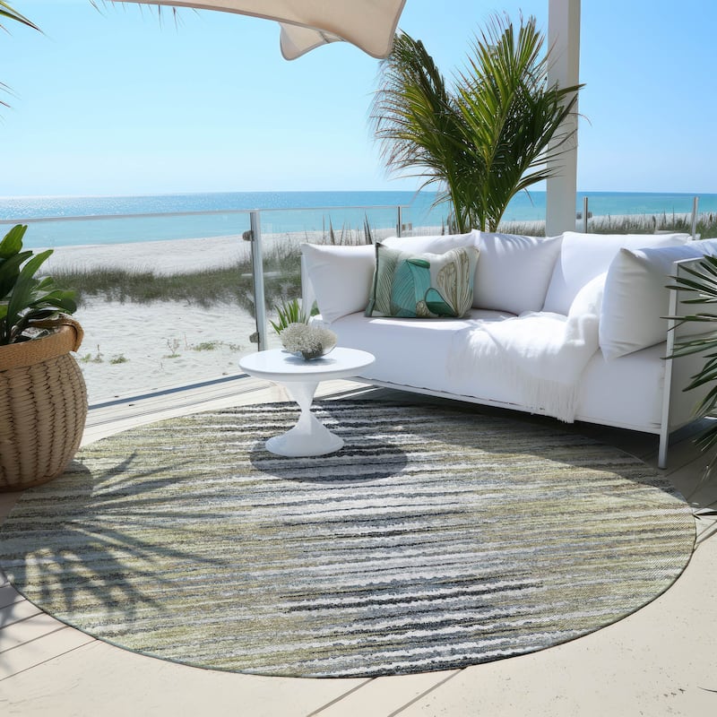 Machine Washable Indoor/ Outdoor Chantille Jagged Stripes Rug