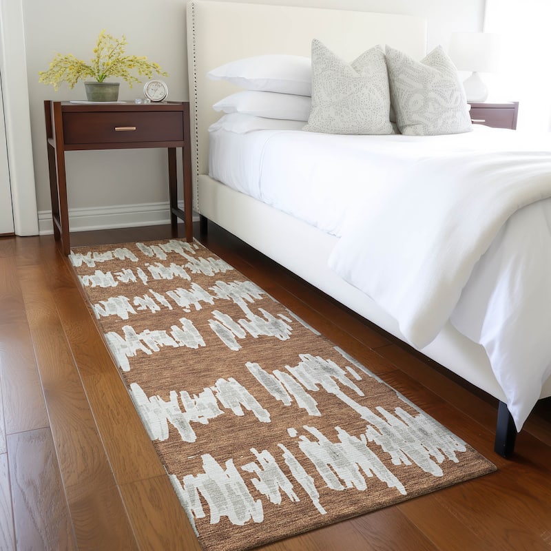 Machine Washable Indoor/ Outdoor Chantille Abstract Contemporary Rug