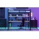 preview thumbnail 4 of 14, Black Full Size Metal Loft Bed Frame with Storage Shelf and LED Light, Iron Mesh