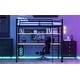 preview thumbnail 4 of 14, Full Size Loft Bed with Shelf, LED Light and Iron Mesh, Black