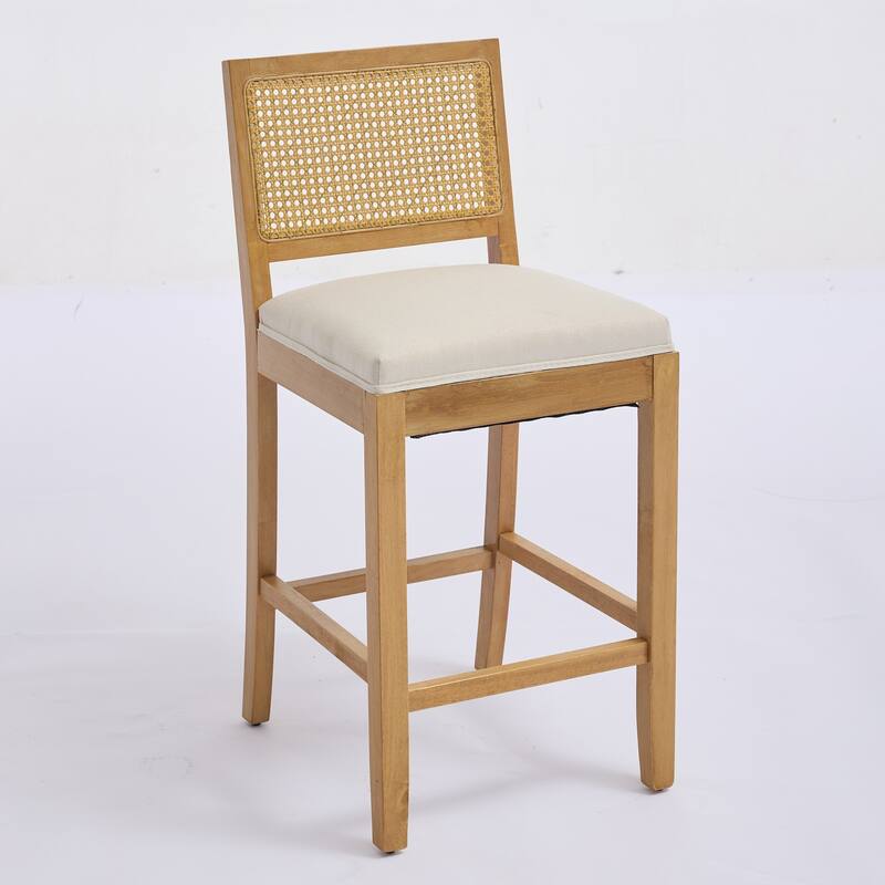 Roomfitters French Country Dining Chairs Set of 2 with Rattan Back and Upholstered Seat, Wood Side Chairs for Kitchen