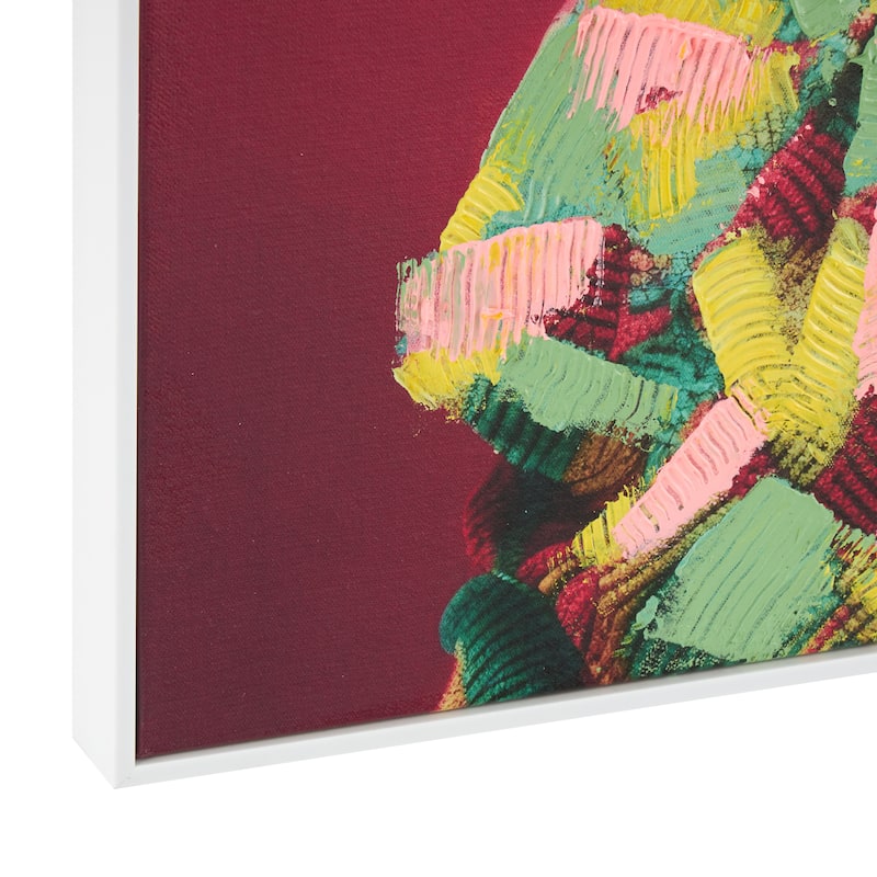 Canvas Woman Chic Framed Wall Art with Green and Yellow Dresswear - Pink - Roche River Decor