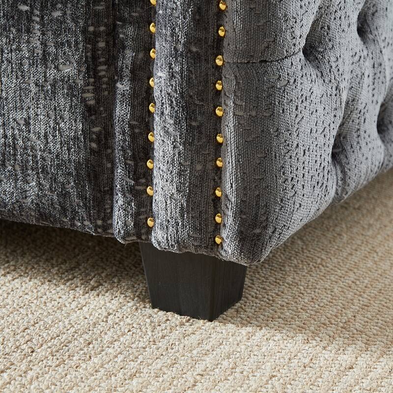 3-Seater Convertible Sleeper Sofa with Memory Foam - Chenille Fabric Couch for Living Rooms