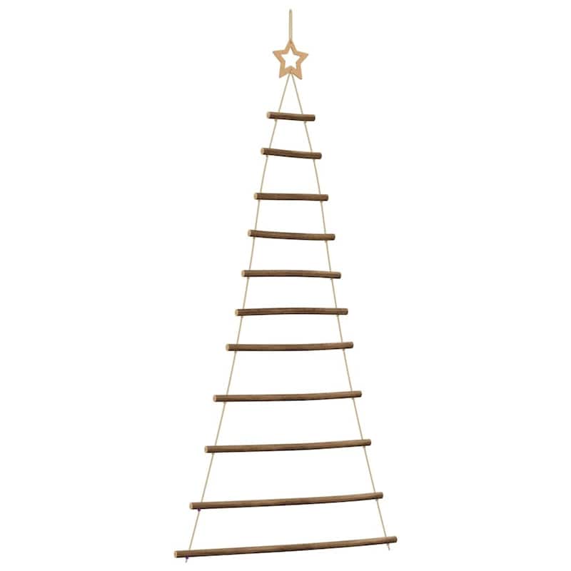 vidaXL Hanging Christmas Trees with Top Stars 2 pcs 21.7x47.2" Natural Branch