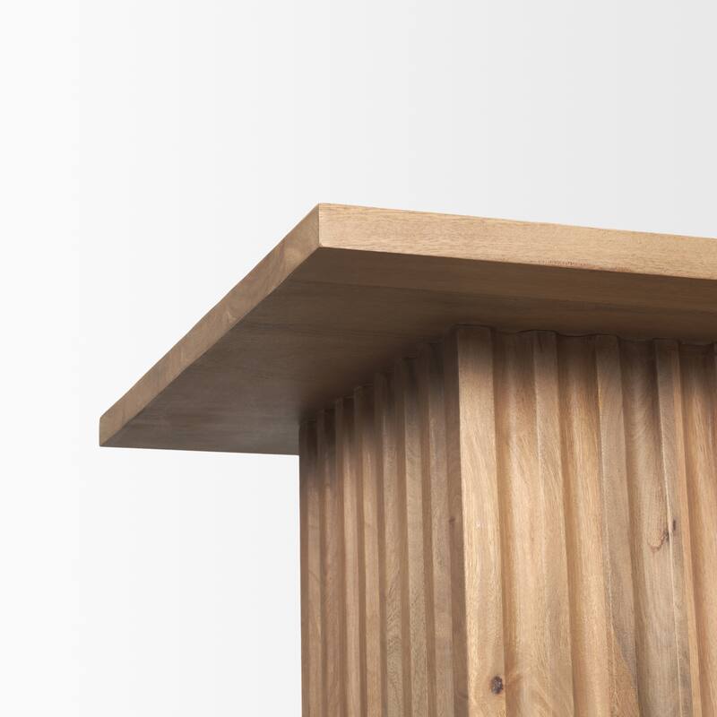 June Light Brown Wood w/ Fluting Square Side Table