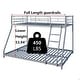 preview thumbnail 5 of 6, Silver Metal Twin over Full Bunk Bed with Diamond-Shaped Rungs, Full-Length Guardrails