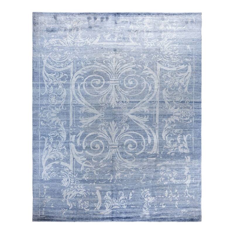 Modern One-of-a-Kind Hand-Knotted Area Rug, Blue - 8' 1" x 10' 1"