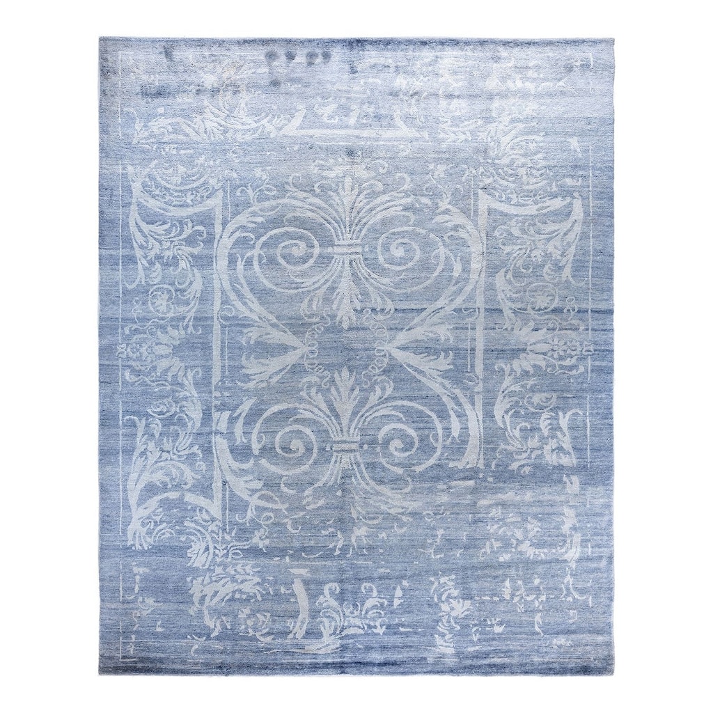 Modern One-of-a-Kind Hand-Knotted Area Rug, Blue - 8' 1" x 10' 1"