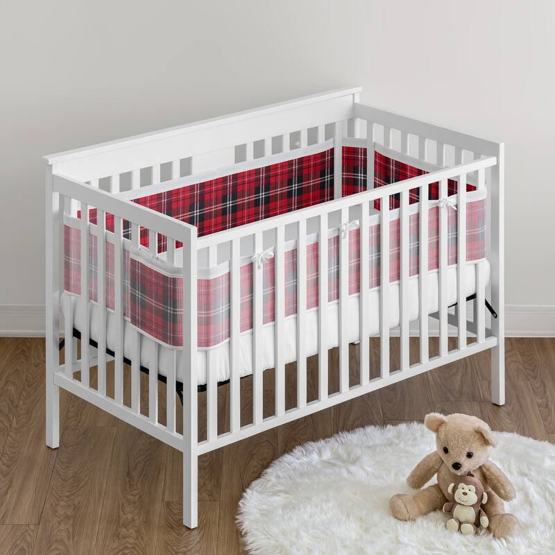 Sweet Jojo Designs + BreathableBaby Breathable Mesh Crib Liner Red Plaid Boy -Tartan for Rustic Patch Collection