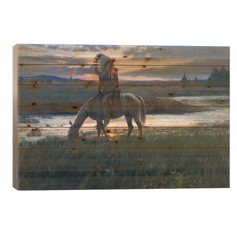 Summer Camp Sunrise Print On Wood by David Edward Kucera - Multi-Color - 26x40x1.5