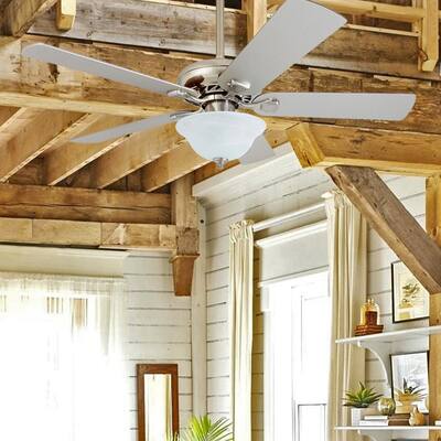 Prominence Home Fischer Traditional 52" Brushed Nickel LED Ceiling Fan with Light, 3 Speed Remote