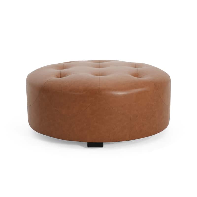 Christopher Knight Home PU Leather Button Tufted Round Ottoman