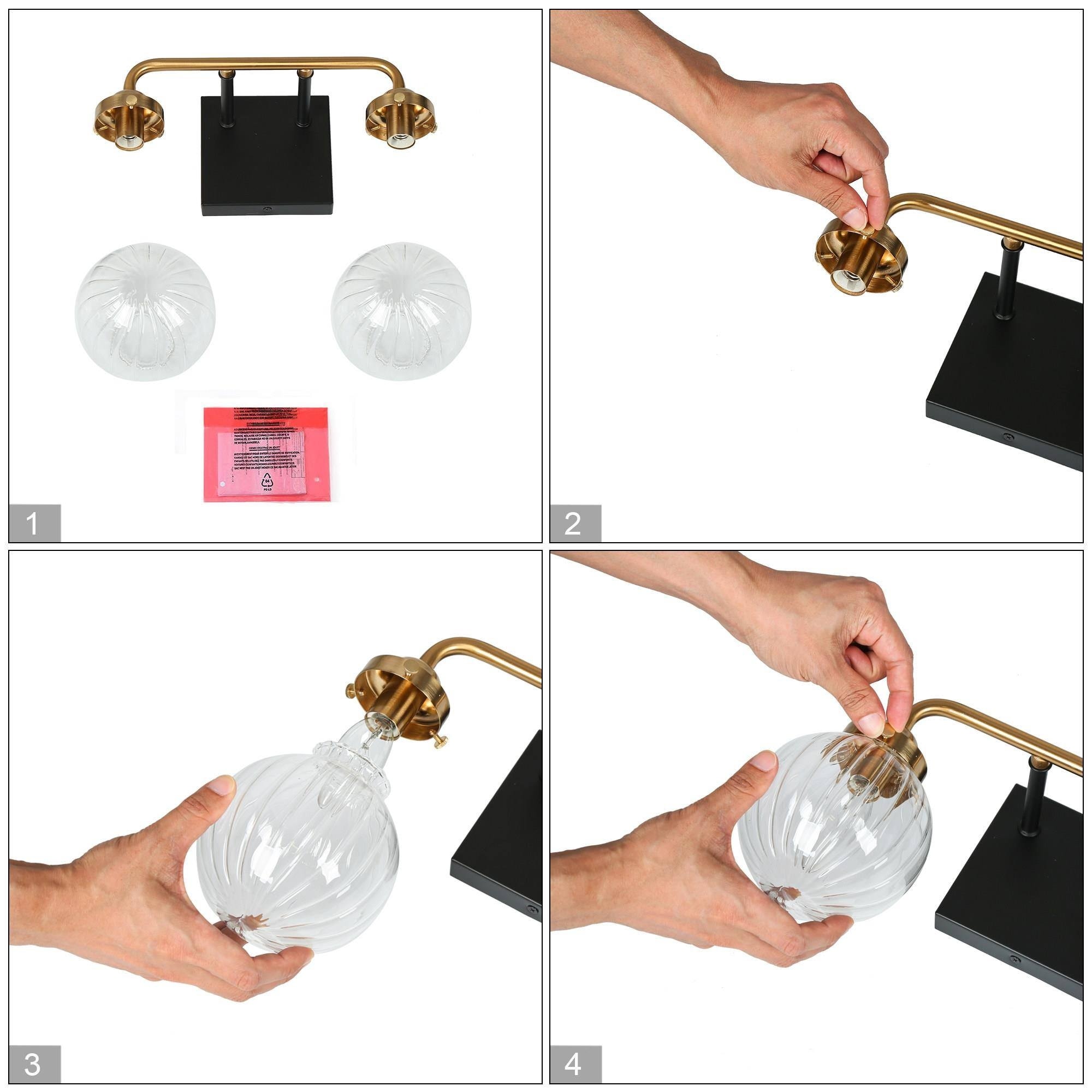 2/3/4-Light Black Gold Bathroom Vanity Light Modern Ribbed