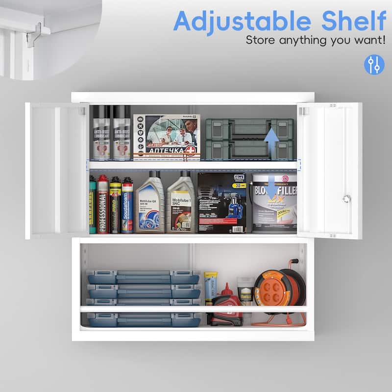 2 Doors Metal Storage Cabinet Kitchen Pantry Cabinet With Adjustable Shelves Tall Steel Cabinet Locker