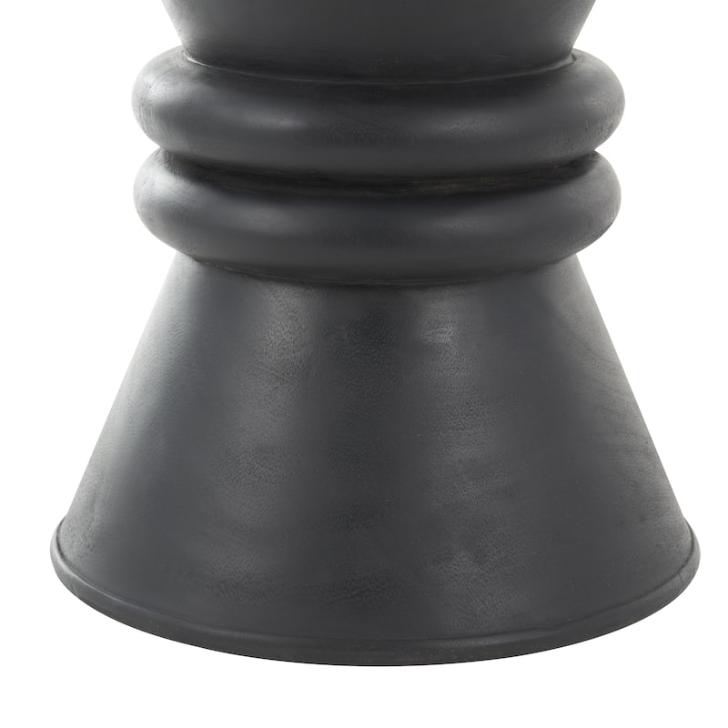 Wood Geometric Handmade Carved Hourglass Side End Accent Table with 3D Ring Center - Black - Roche River Decor