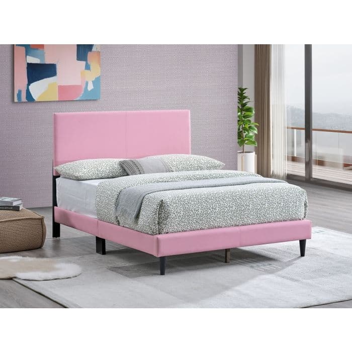 GDF Studio - Emily Modern Upholstered Bed with Adjustable Headboard (Mattress Not Included) - Pink - Full