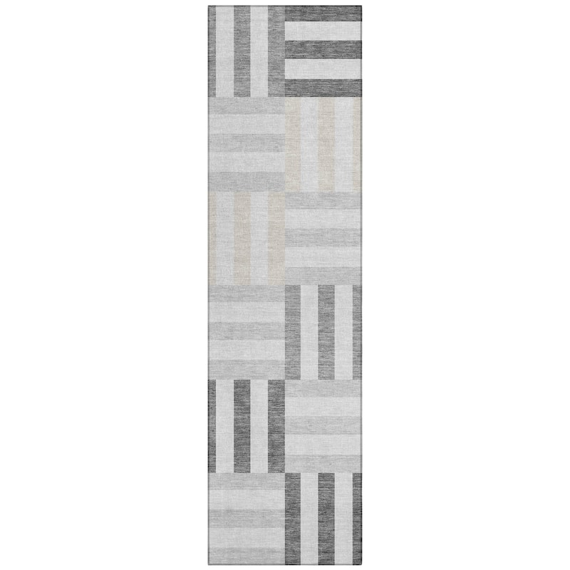 Machine Washable Indoor/ Outdoor Modern Hatch Chantille Rug