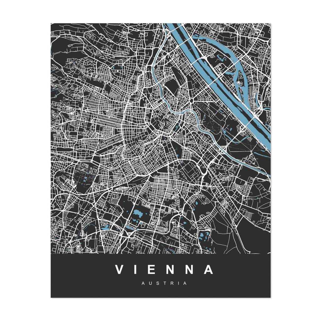 Vienna Austria Vienna City Map Maps Pattern Patterns Art Print/Poster