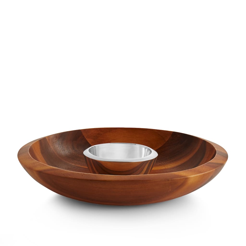 Nambe Eclipse Chip and Dip Bowl Set - 16" x 11" x 3"