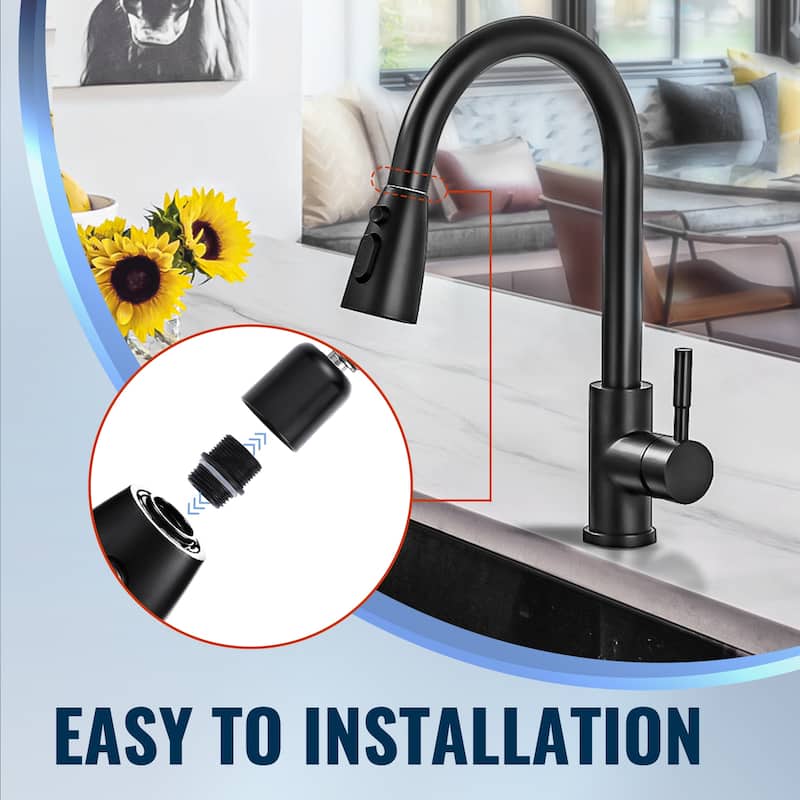 WOWOW Modern Kitchen Faucets Head with 3-Spray Modes and 9 Adapters