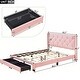 preview thumbnail 11 of 14, Queen Size Upholstered Platform Bed with Padded Headboard and Two Storage Drawers