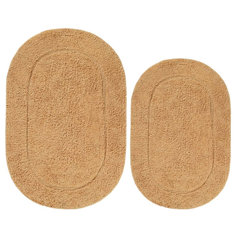 Superior Cotton Non-slip Oval Bath Rug - (Set of 2) - On Sale ...