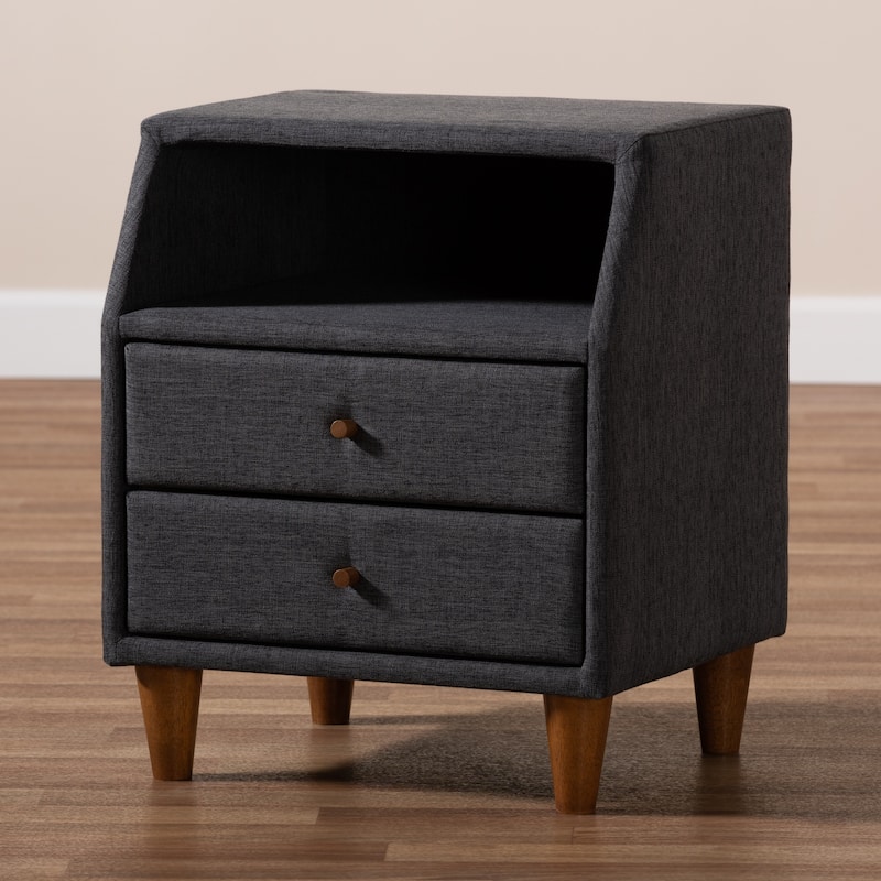 Modern Nightstand with Drawers - Wood & Fabric Bedside Table, 78" Wide
