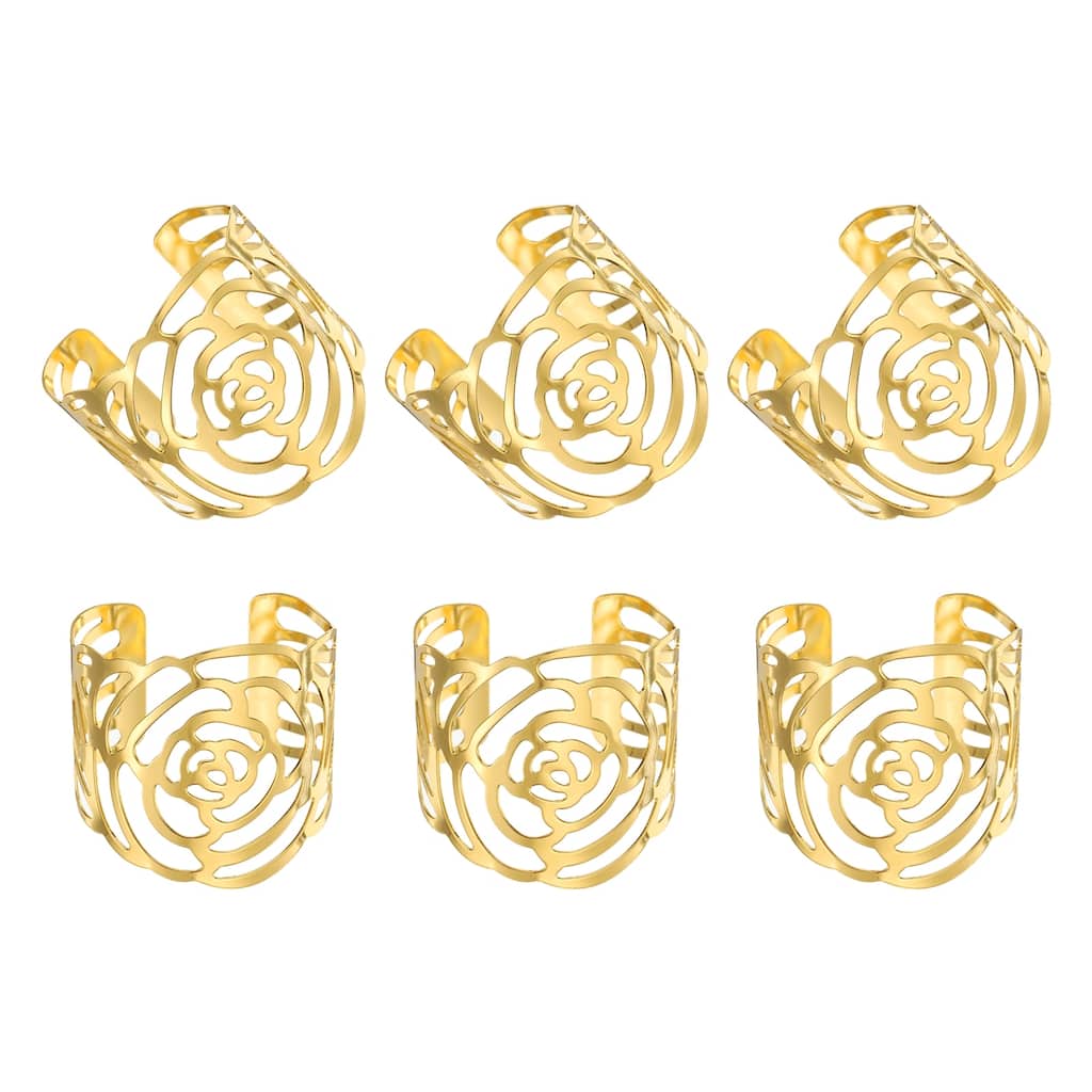 Napkin Rings Metal Hollow Rose Pattern Napkin Holder for Dinner