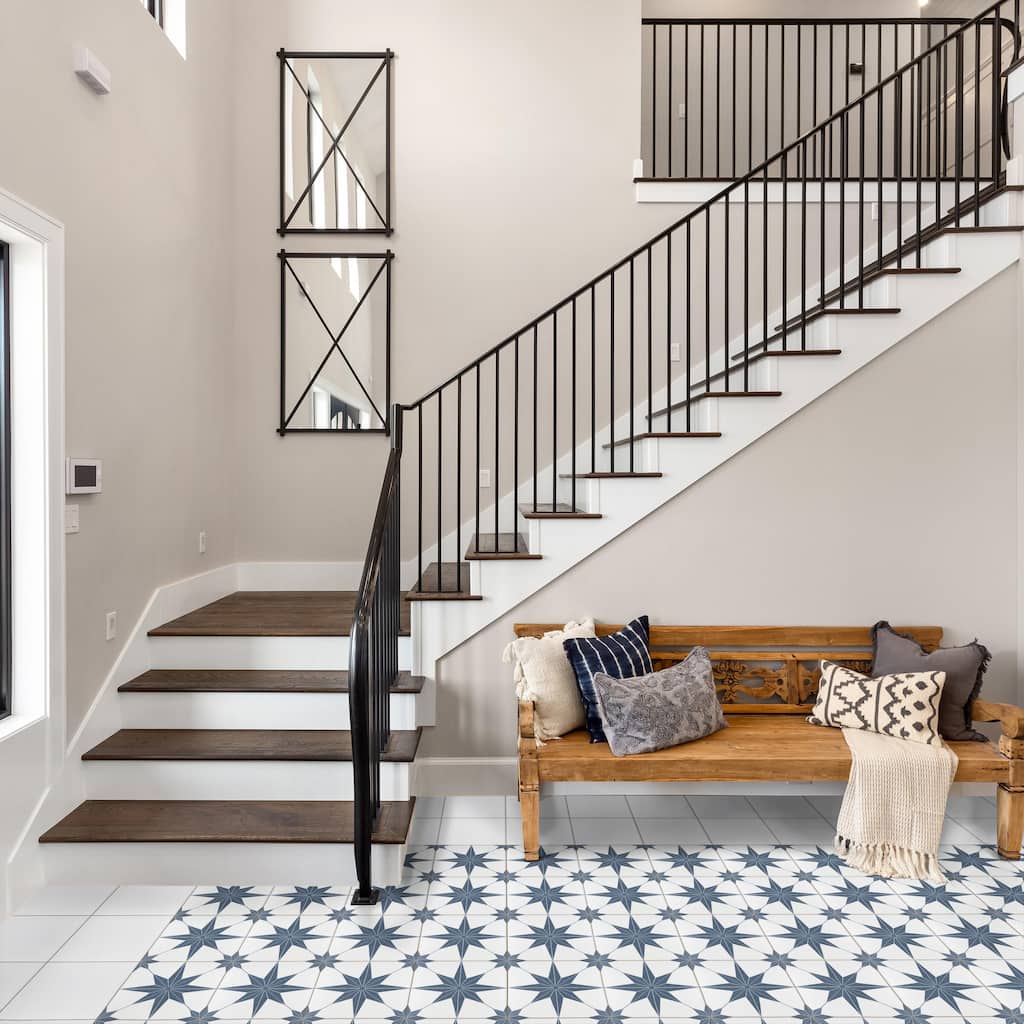 Merola Tile Stella Azul 9-3/4" x 9-3/4" Porcelain Floor and Wall Tile