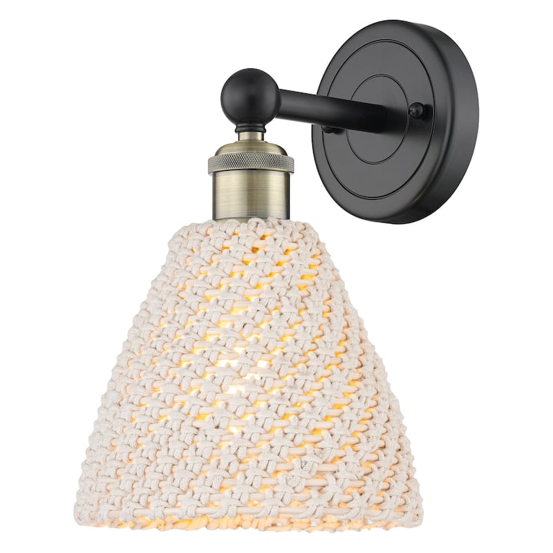 Innovations Lighting 616-1W-12-8 Bristol Natural Sconce Bristol - Black Antique Brass / Natural