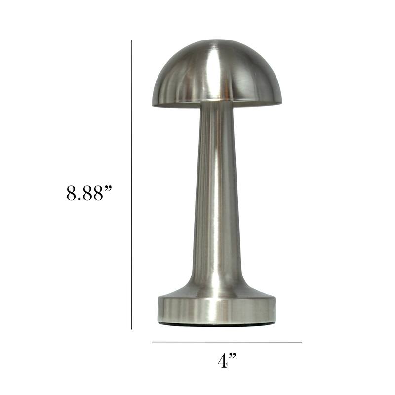 LED Lighted Metal Mushroom Mini Touch Sensor Desk Lamp - 8.75" - Silver