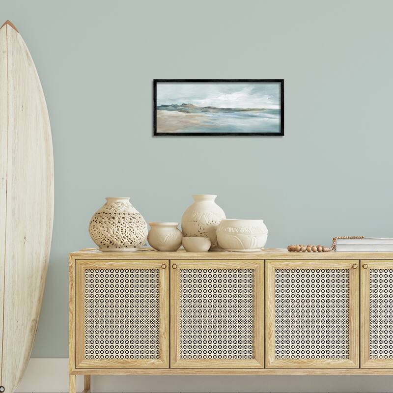 Stupell Blue Gradient Beach Scene Framed Giclee Art Design By Carol Robinson
