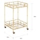 preview thumbnail 3 of 1, Gold Leaf Gold-tone Glass/Metal 2-shelf Square Mirror Mobile Bar Cart