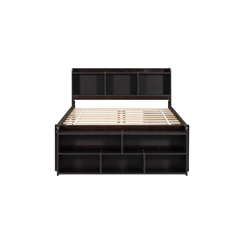Full Bed with Bookcase Headboard, Under bed Storage Drawers