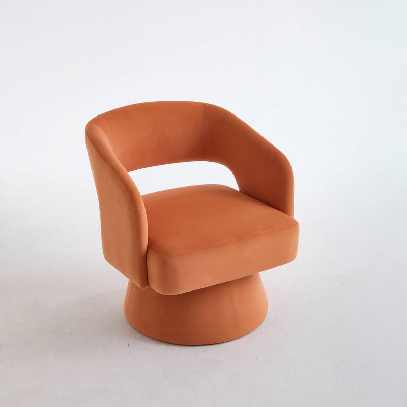 Swivel Barrel Chair, Velvet Accent Armchair 360 Degree Swivel Club Chair for Living Room Bedroom Reception Room