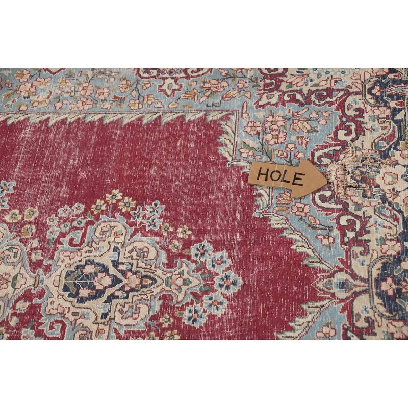 Medallion Kerman Oriental Vintage Area Rug Hand-Knotted Wool Carpet - 6'1"x 9'5"