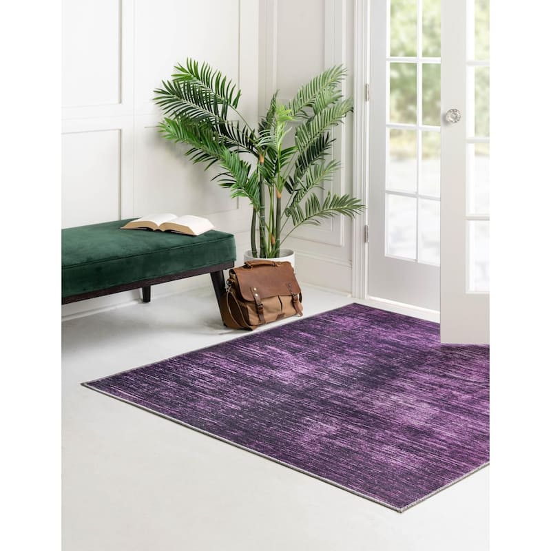 Contemporary Kayst Collection Area Rug - Purple - 7'7" Square