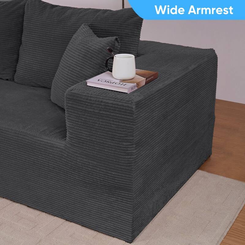 Mixoy Modern 113''Minimalist 2-Piece Corduroy Modular Chaise Sectional Sofa Deep Seat,L-Shaped Upholstered Couch With Chaise