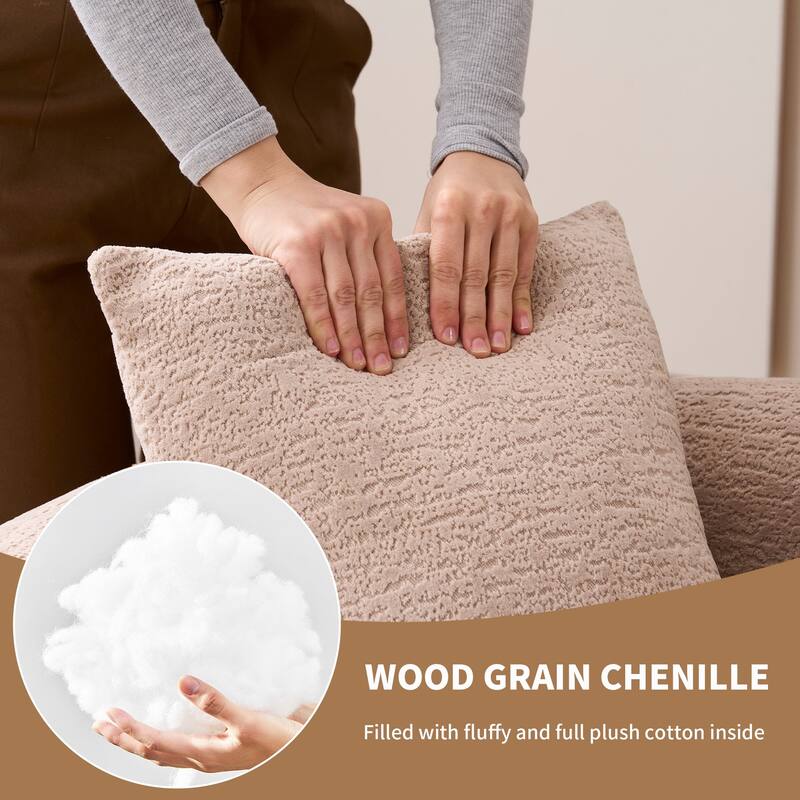Curved Loveseat Full Compression Sponge 30D Sofa Chenille No-Assembly