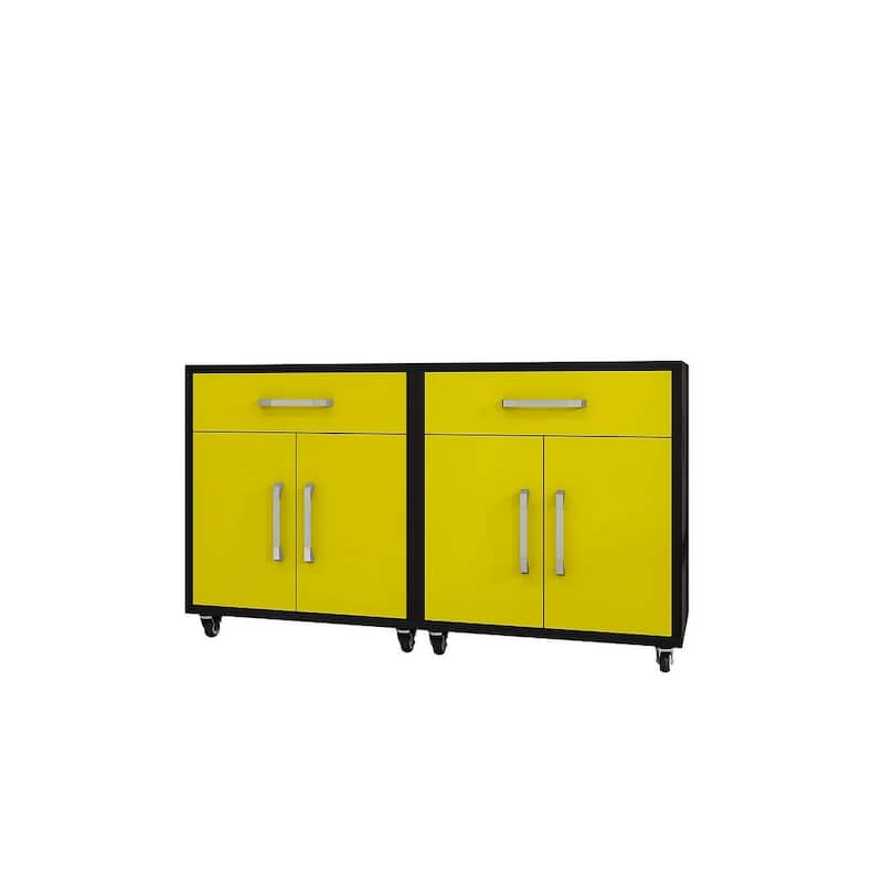 Manhattan Comfort Eiffel Mobile Garage Cabinet (Set of 2)
