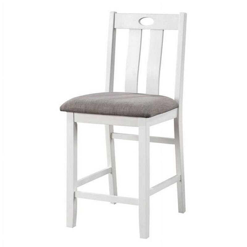 Helio 5 Piece Counter Height Dining Table and Chairs Set, White Wood, Gray
