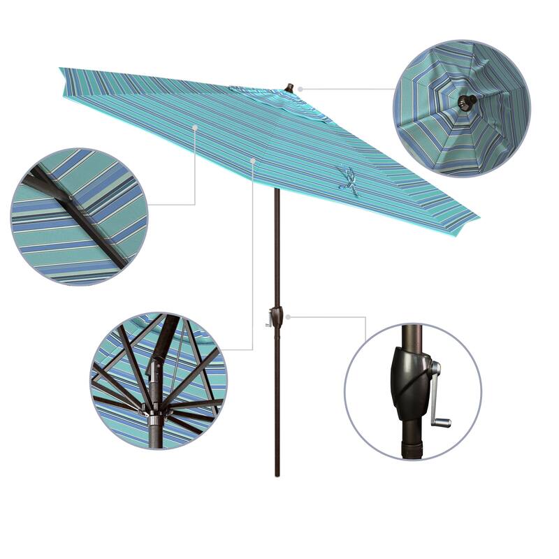 North Bend 9-foot Round Auto-tilt, Bronze Finish, Sunbrella Patio Umbrella by Havenside Home