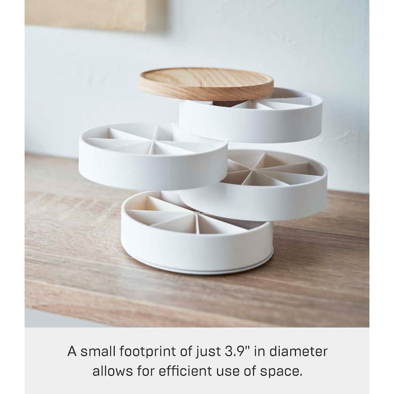 Yamazaki Home Stacked Jewelry Organizer - Two Sizes, Plastic and Wood, Sectioned, Lid